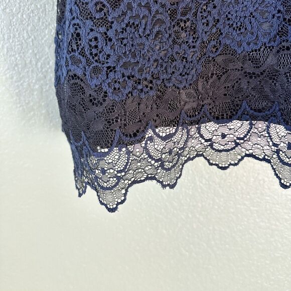 Loft Black And Dark Blue Lace Sleeveless Shell Tank Top L Large - Picture 2 of 4